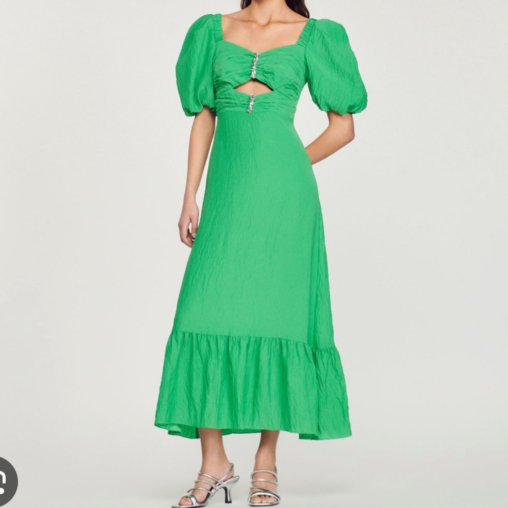💚SANDRO 💚Falbala green Dress nwt